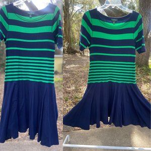 Lauren Ralph Lauren dropped waist stripped dress sz L